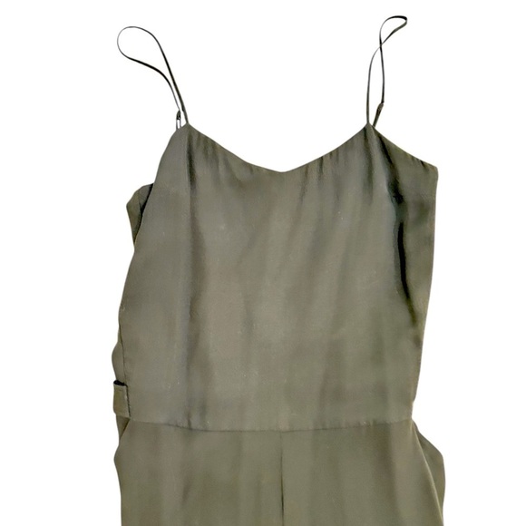 Theory 100% silk Black Jumpsuit jogger cuffs spaghetti straps front pockets sz 4 - Picture 8 of 11